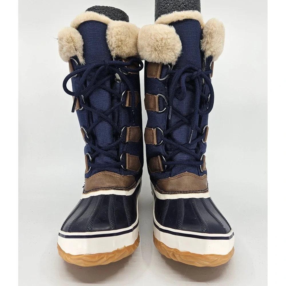 JBU Snowy Navy Blue Faux Fur Lined Winter Boots Womens Sz 7M Heritage Waterproof
